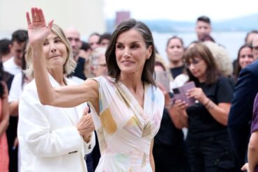 Queen Letizia Wears Pastel Adolfo Domínguez for the Label's 50th Birthday