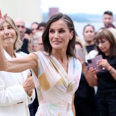Queen Letizia Wears Pastel Adolfo Domínguez for the Label's 50th Birthday