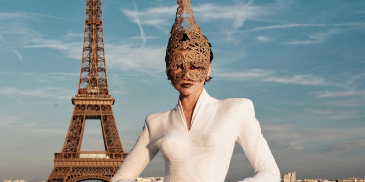 Zendaya Turns Paris Photocall Into a Fashion Spectacle With Eiffel Tower Mask